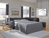 Atlanta Chaise Lounge with Sofa Bed - Slate