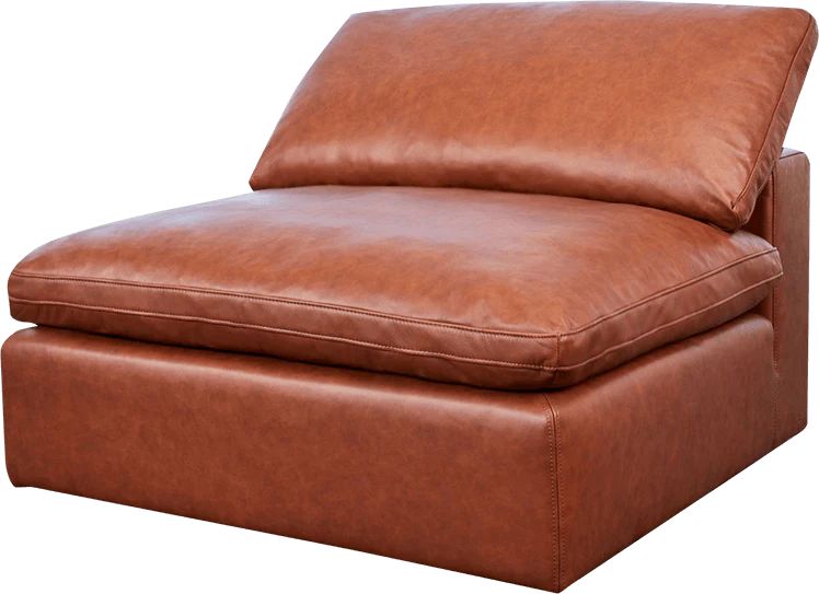 Cognac Leather Armless Sofa Piece