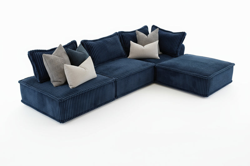 Seattle 3 Seater with Chaise - Blue