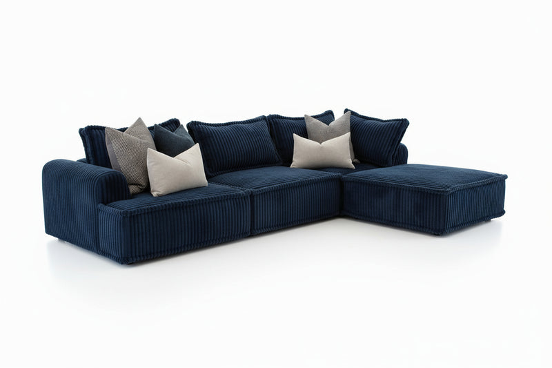 Seattle 3 Seater with Chaise - Blue