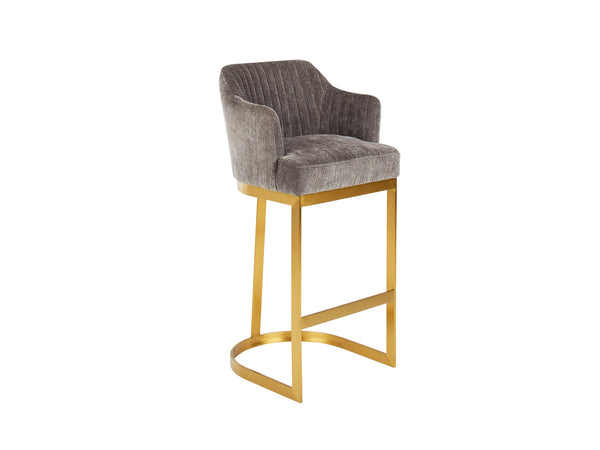 Martini Upholstered Stool with Gold Legs - Dark Ash