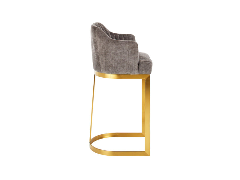 Martini Upholstered Stool with Gold Legs - Dark Ash