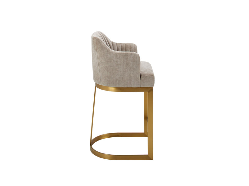 Martini Upholstered Stool with Gold Legs - Wheat