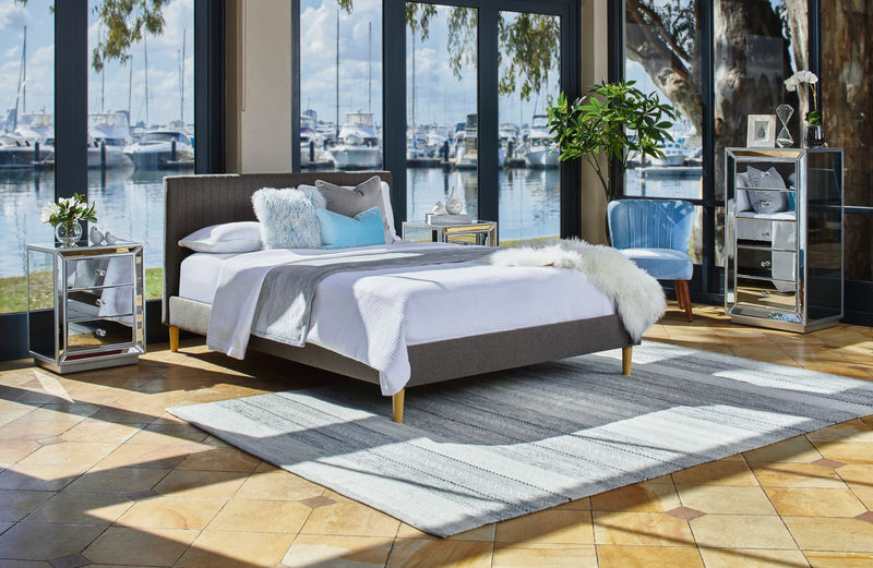 Tessa Upholstered Bed - Double (Includes Free Simple Pillowtop Mattress PLUS protector)