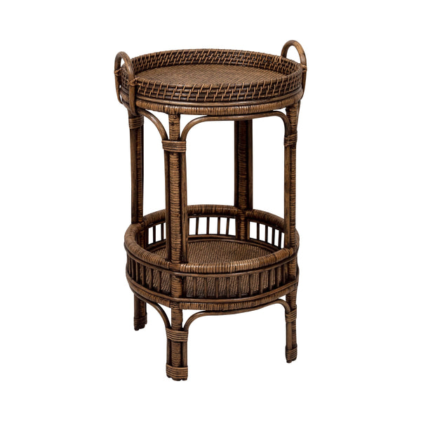 Beaux Rattan Two Tiered Round Table