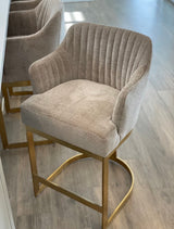 Martini Upholstered Stool with Gold Legs - Wheat
